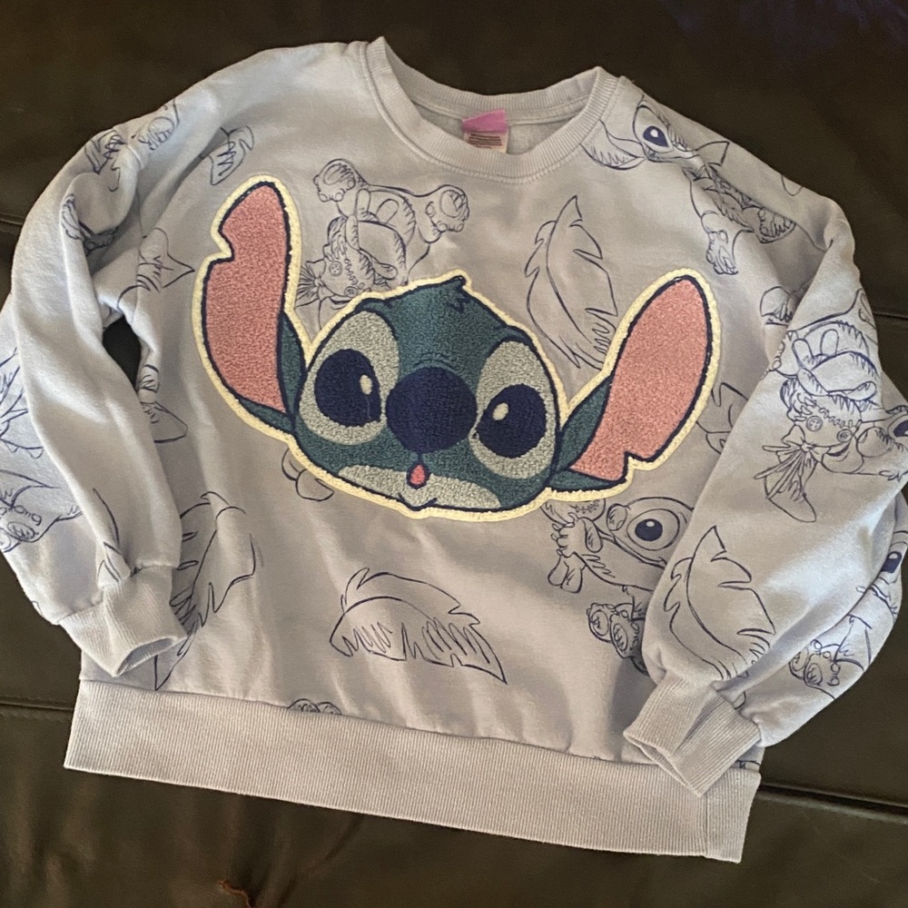 Disney Gray and Pink Stitch Sweatshirt